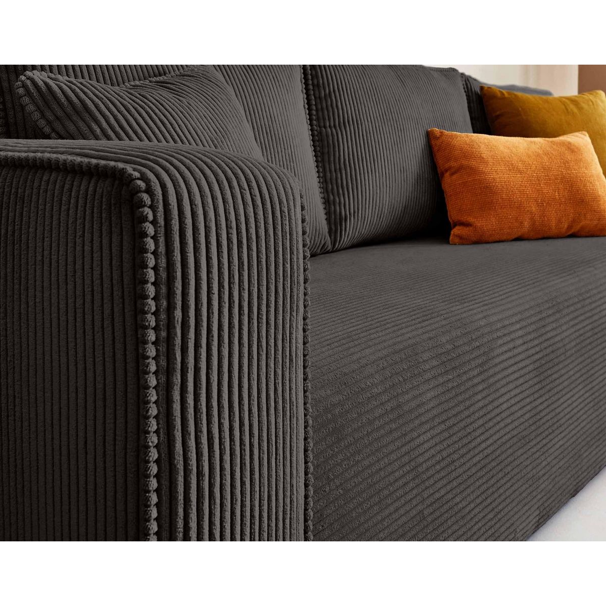 BEST MOBILIER Topaze - canapé 3 places - convertible avec coffre - en velours côtelé