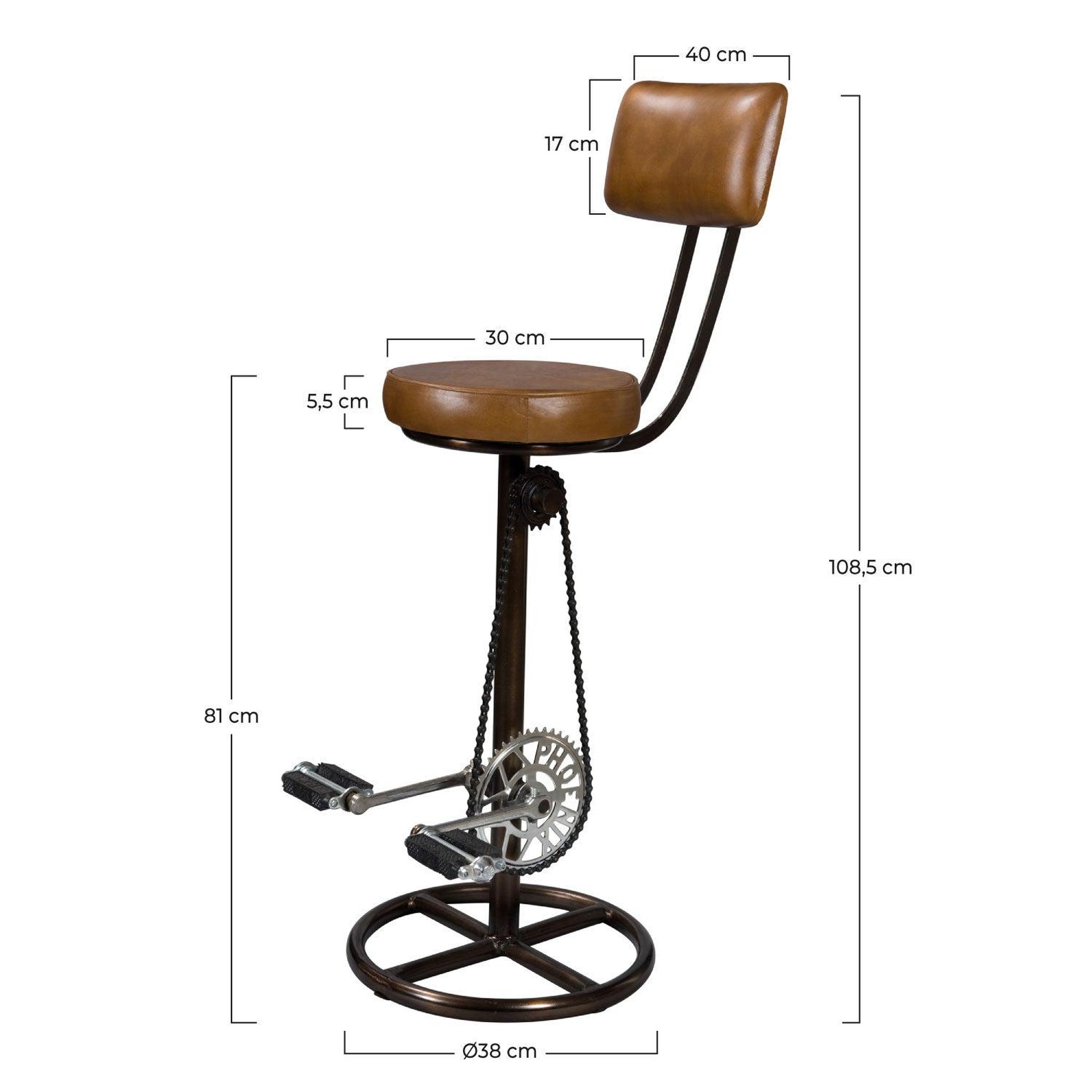 Voir la diapositive 4 : MAISON PAVANE Chaise de bar 76 cm en cuir avec dossier-phoenix