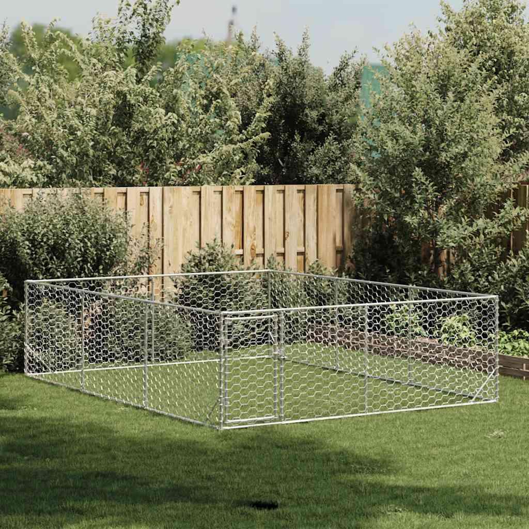 Voir la diapositive 2 : VIDAXL Chenil d'exterieur pour chiens porte 3x4x1 m acier galvanise