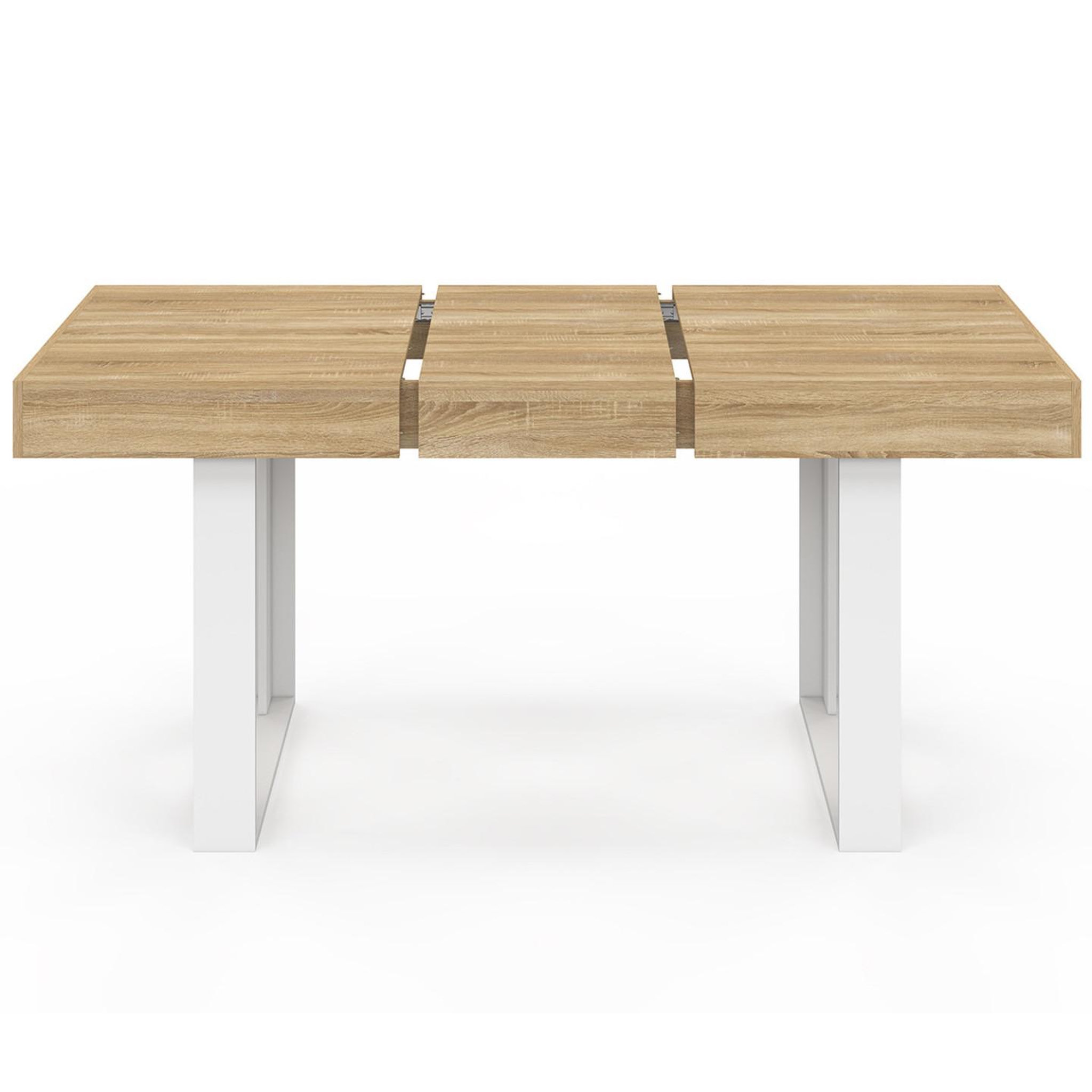 Voir la diapositive 3 : ID MARKET Table à manger extensible rectangle phoenix 4-6 personnes bois et blanc 120-160 cm