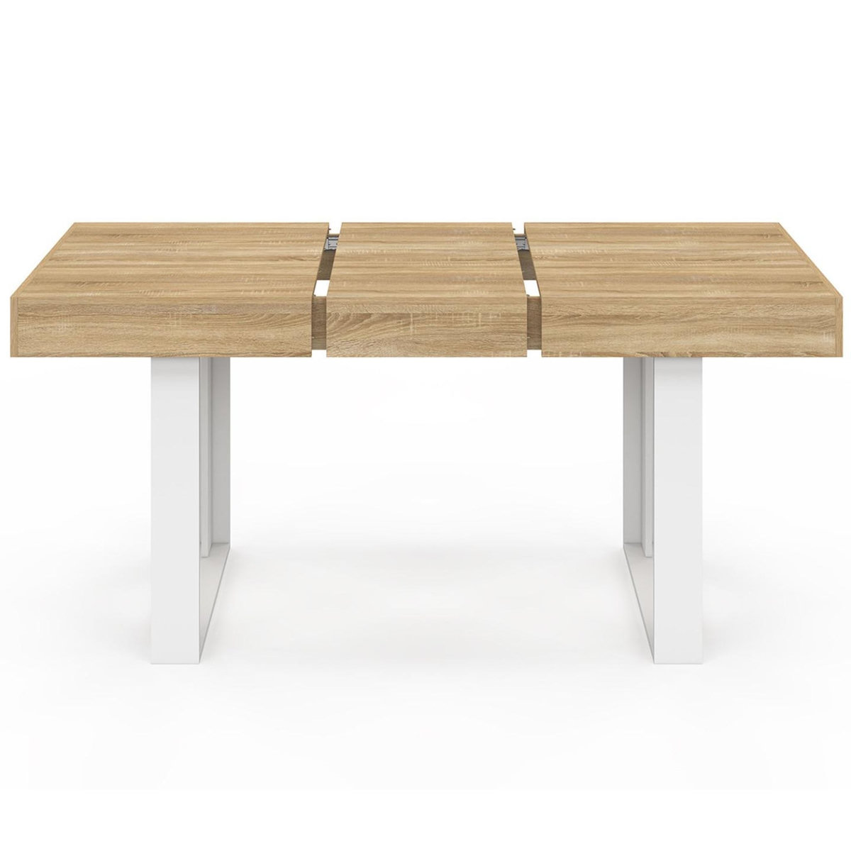 ID MARKET Table à manger extensible rectangle PHOENIX 4-6 personnes bois et blanc 120-160 cm