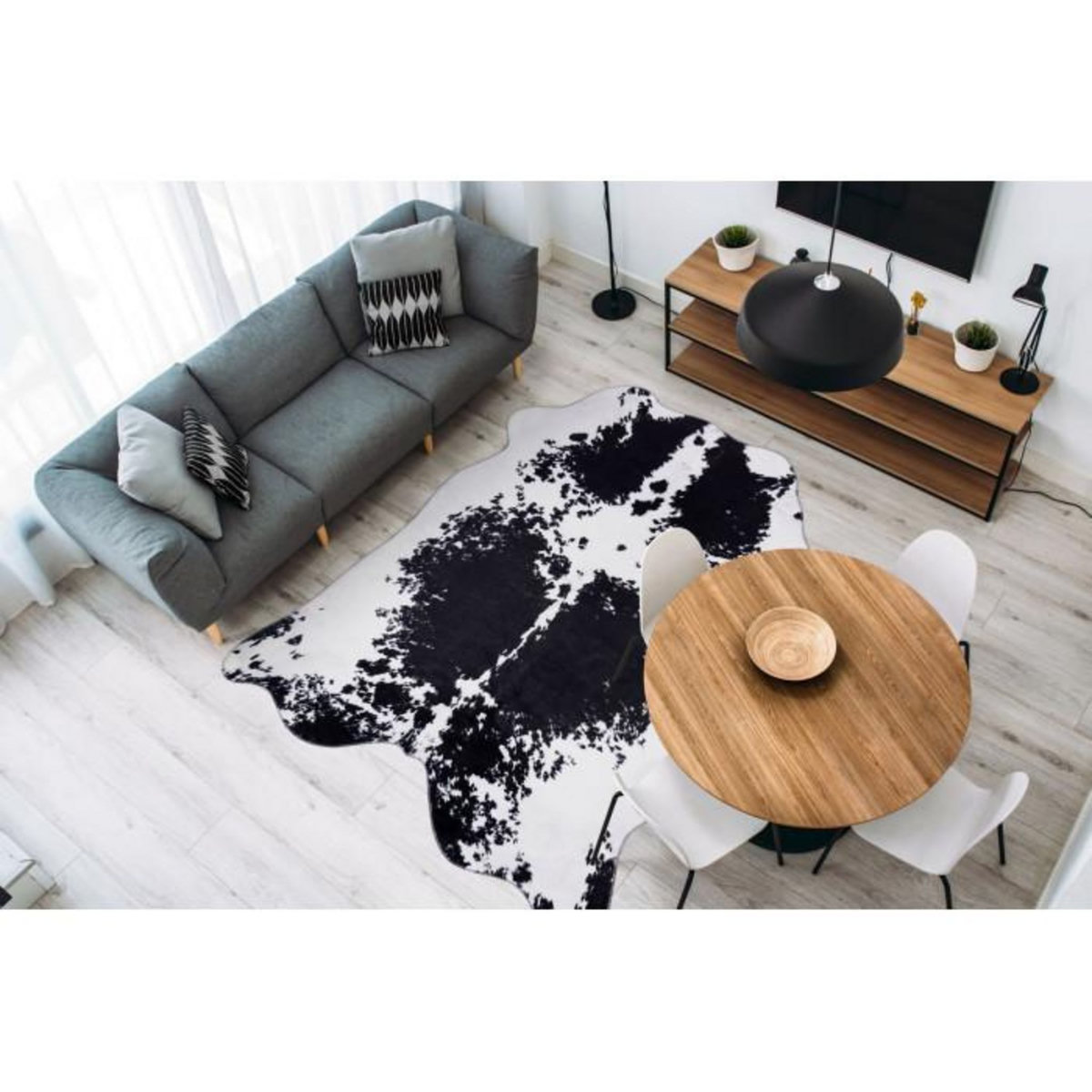 Paris Prix Tapis Imprimé Imitation Fourrure  Western  Noir