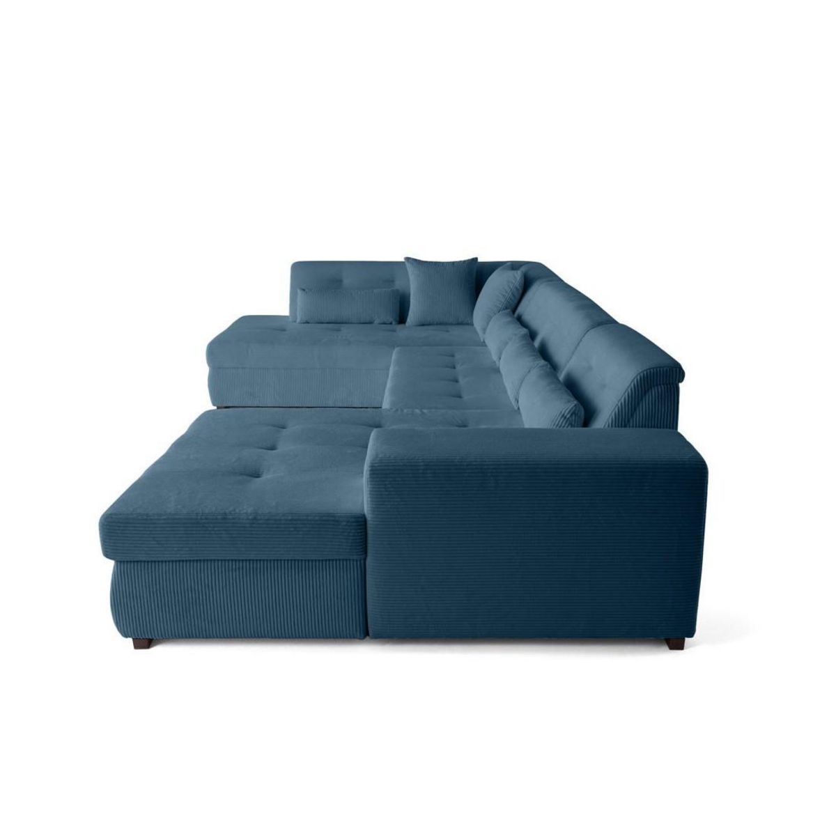 LISA DESIGN Vermont - canapé panoramique d'angle gauche - 7 places - en velours côtelé