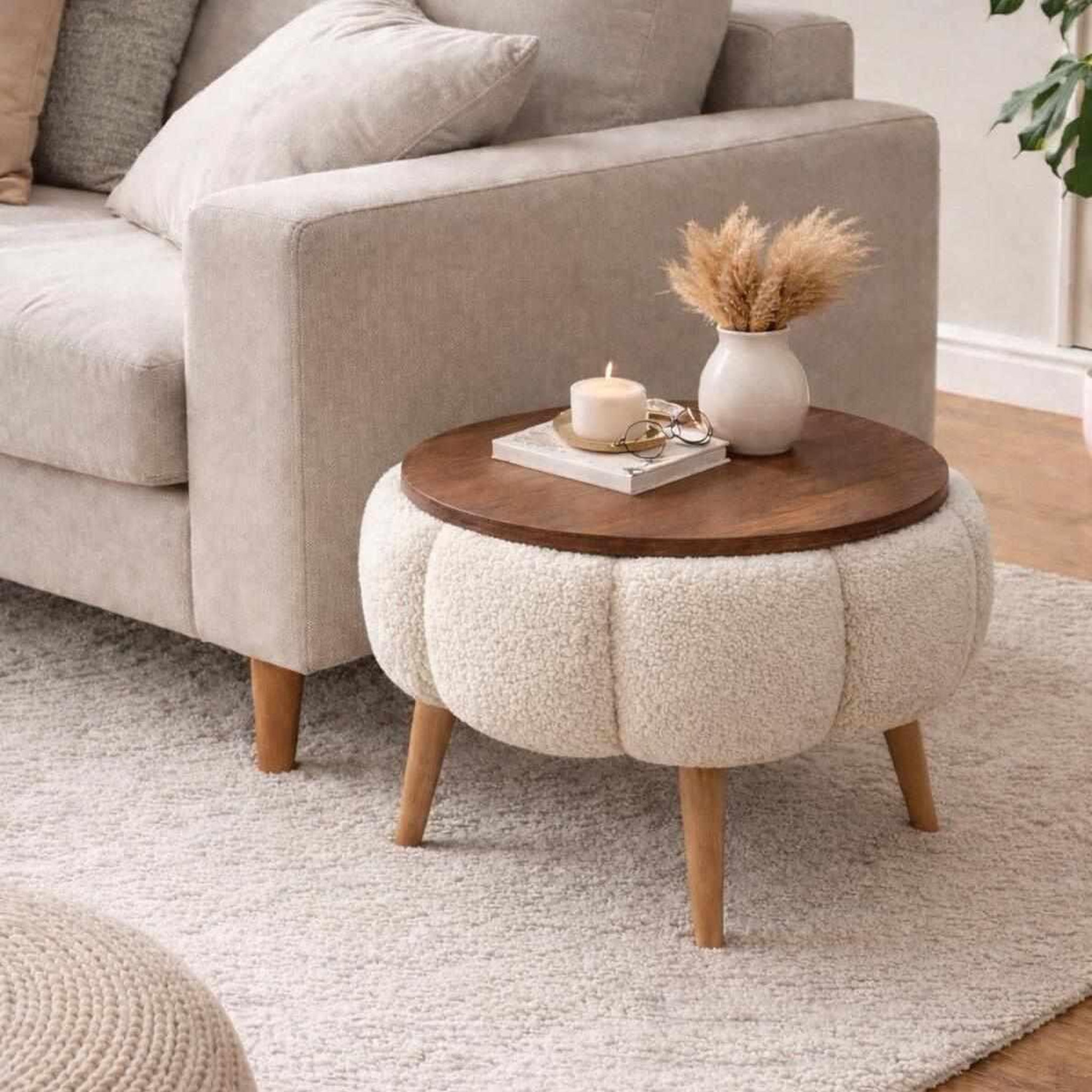 Habitat et Jardin Table d'appoint en bois  papatya  - 45 x 45 x 44 cm - crème