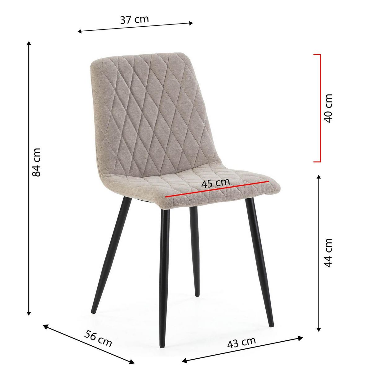 VS VENTA-STOCK Pack 4 chaises Abril recouvertes de tissu beige