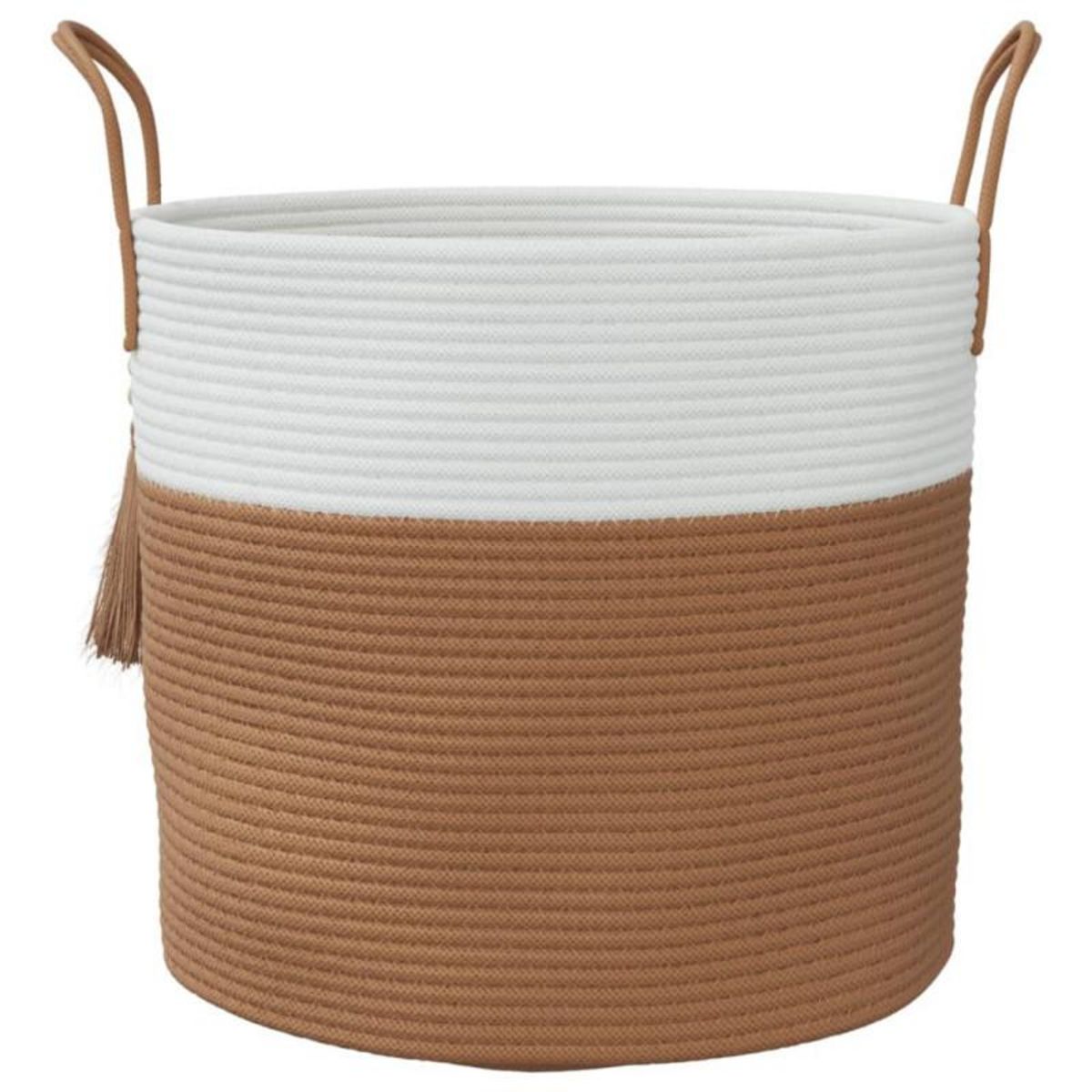 VIDAXL Panier de rangement marron et blanc Ø40x35 cm coton