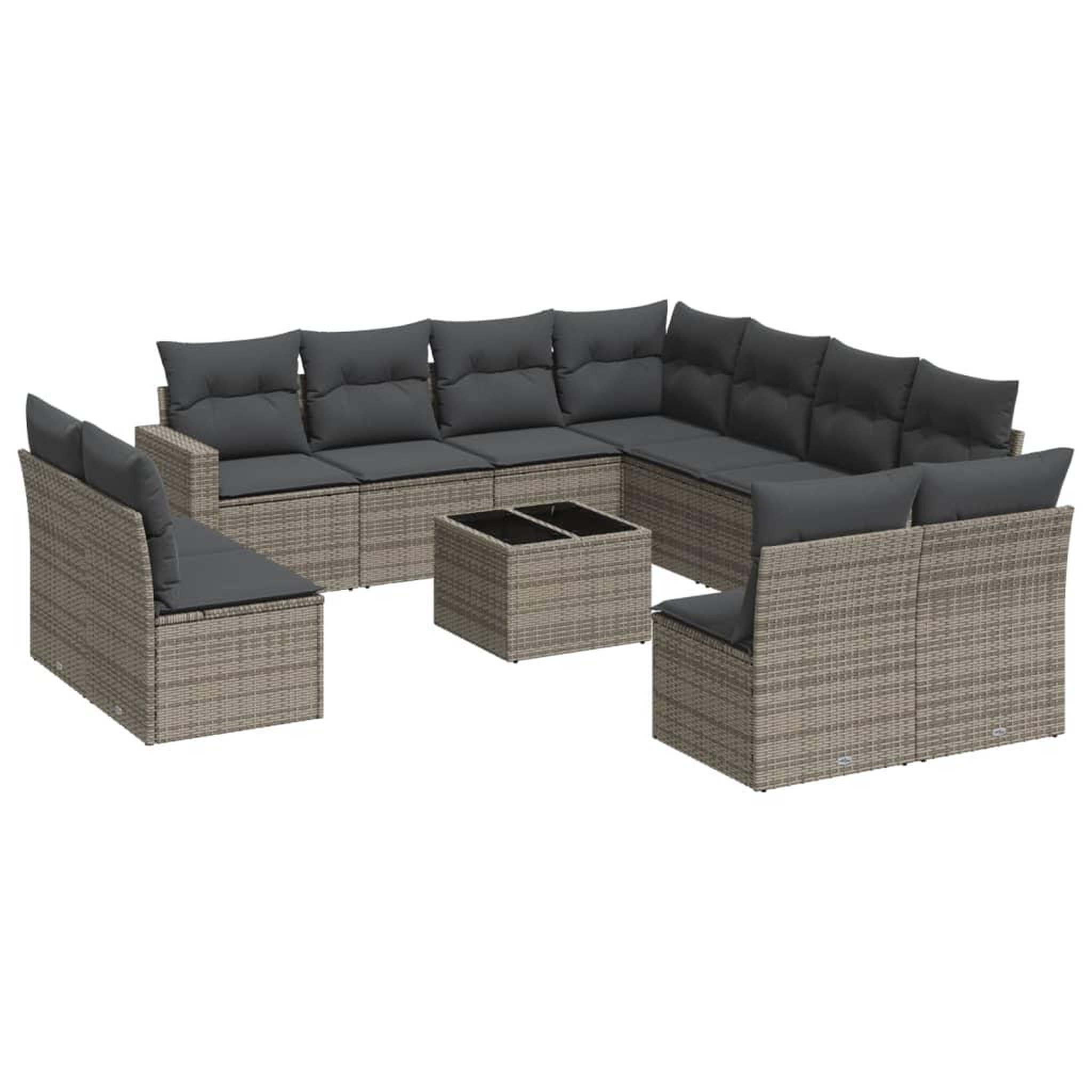 Voir la diapositive 2 : VIDAXL Salon de jardin avec coussins 12 pcs gris resine tressee