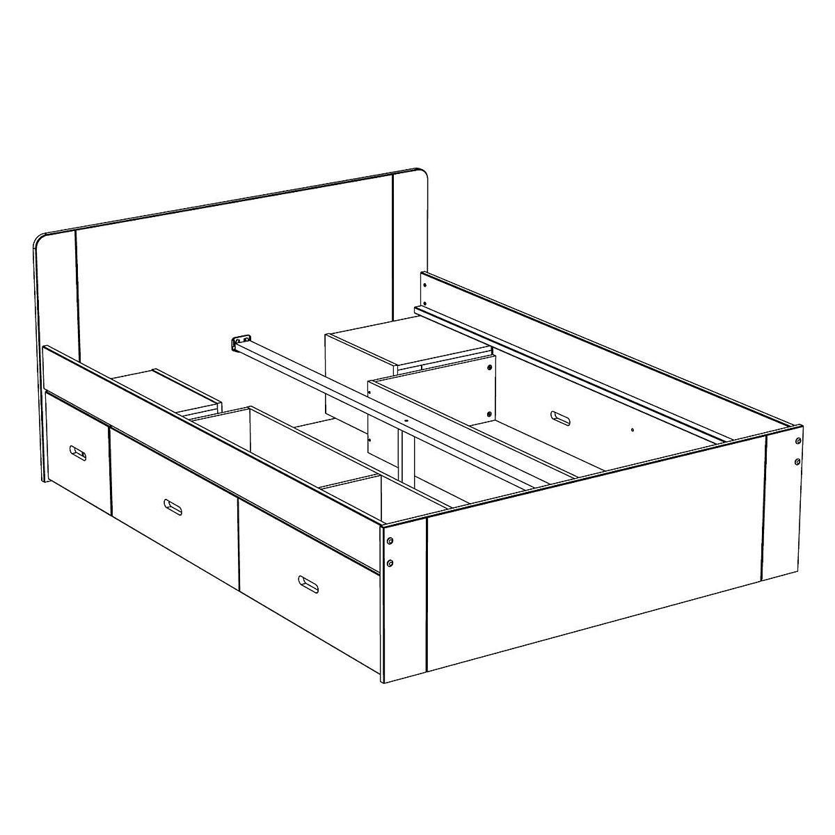 Lit XENA 140 x 190 cm avec chevets et tiroirs