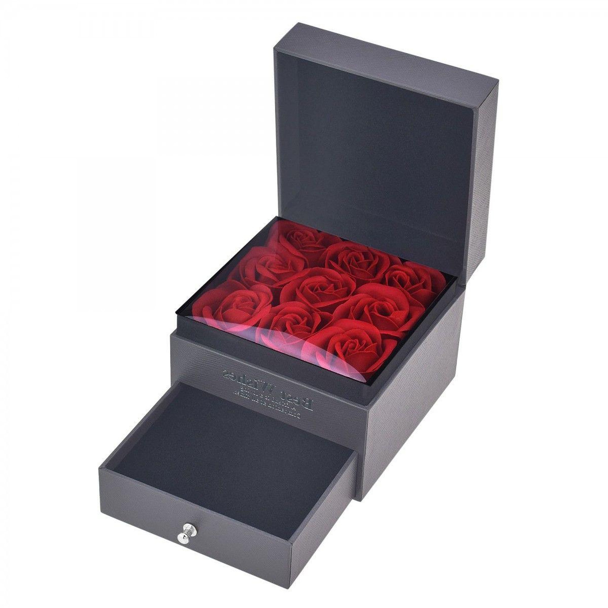 Voir la diapositive 1 : SC CRYSTAL Boite à bijoux composée de 9 roses synthétiques