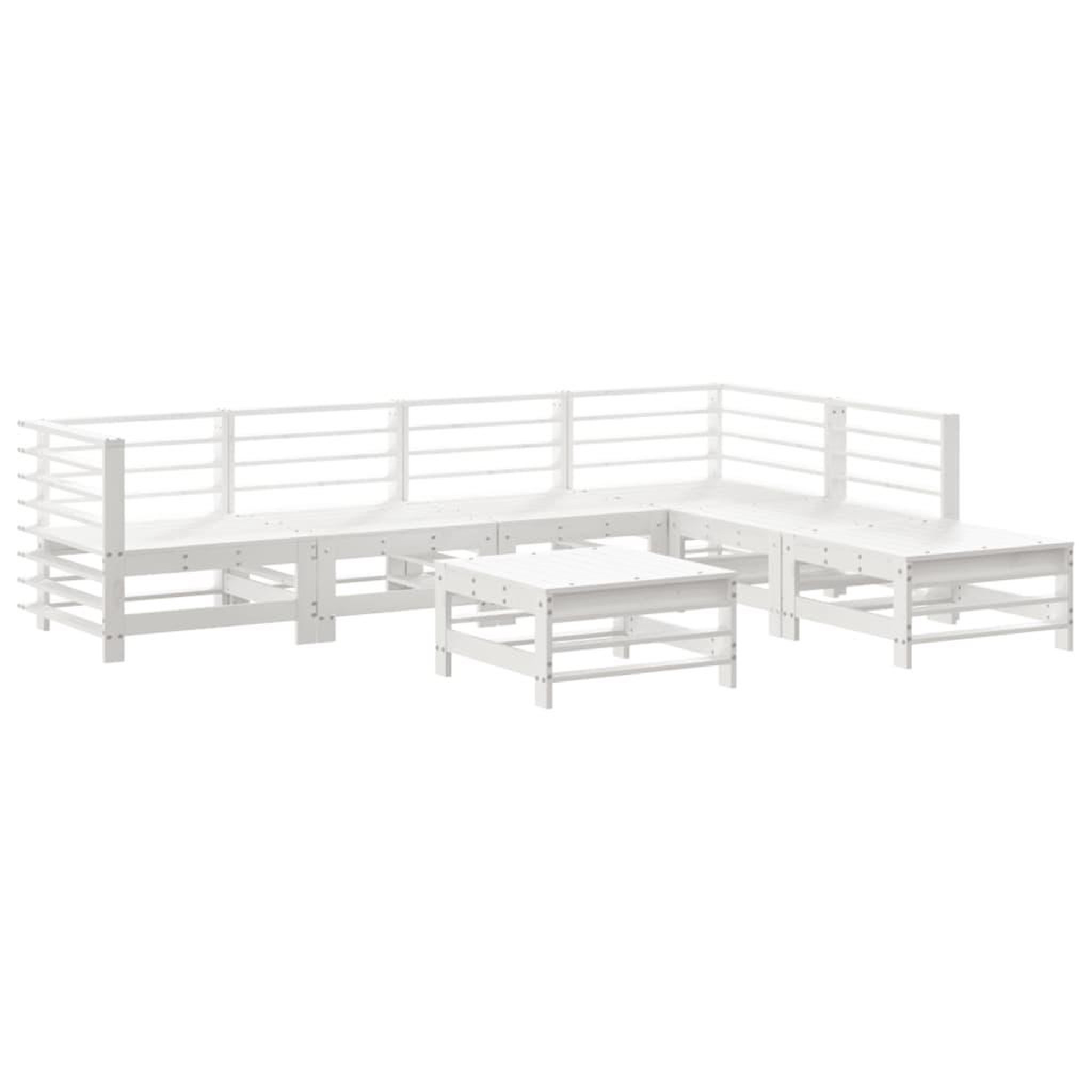 Voir la diapositive 2 : VIDAXL Salon de jardin 7 pcs Blanc Bois de pin massif