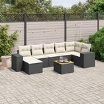 VIDAXL Salon de jardin 8 pcs avec coussins noir resine tressee