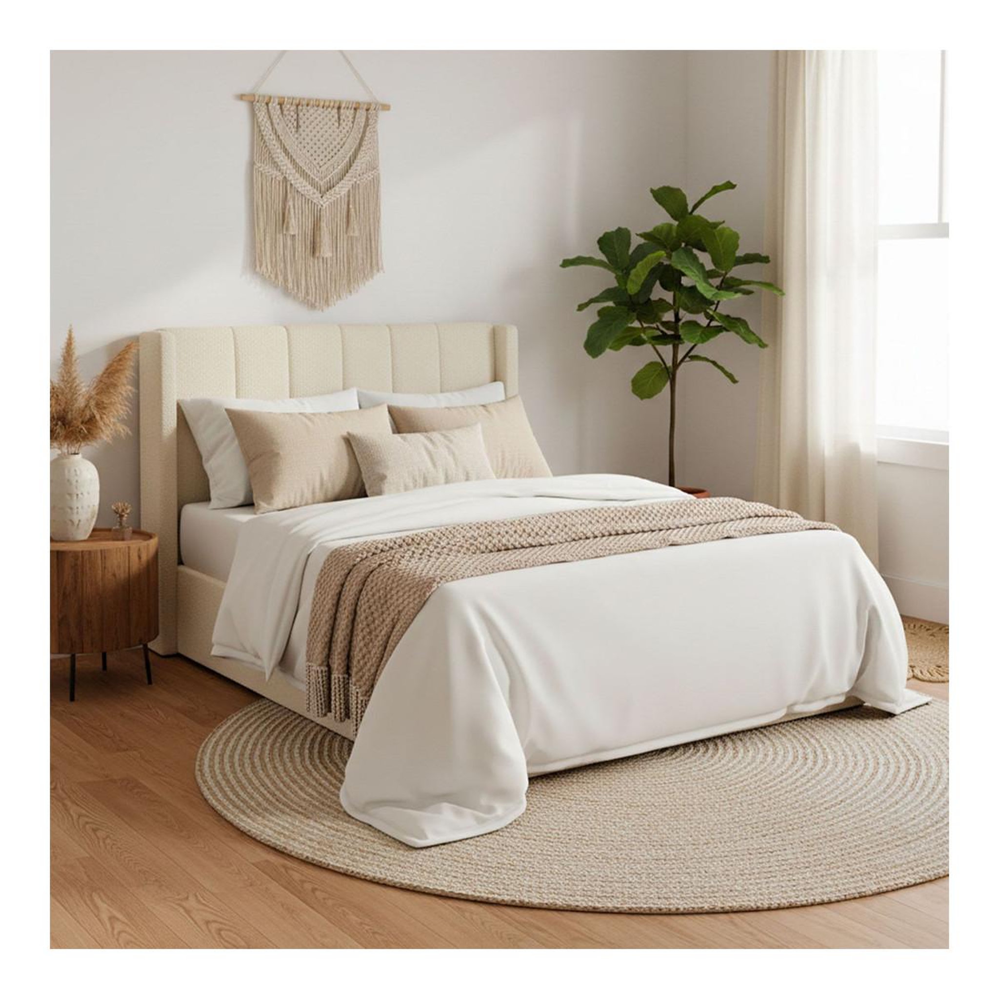 Voir la diapositive 4 : Paris Prix Lit double coffre tissu bouclette  somia  140x190cm crème