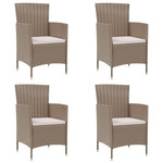 VIDAXL Chaises de jardin avec coussins lot de 4 Resine tressee Beige