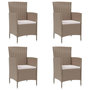 Voir la diapositive 1 : VIDAXL Chaises de jardin avec coussins lot de 4 Resine tressee Beige