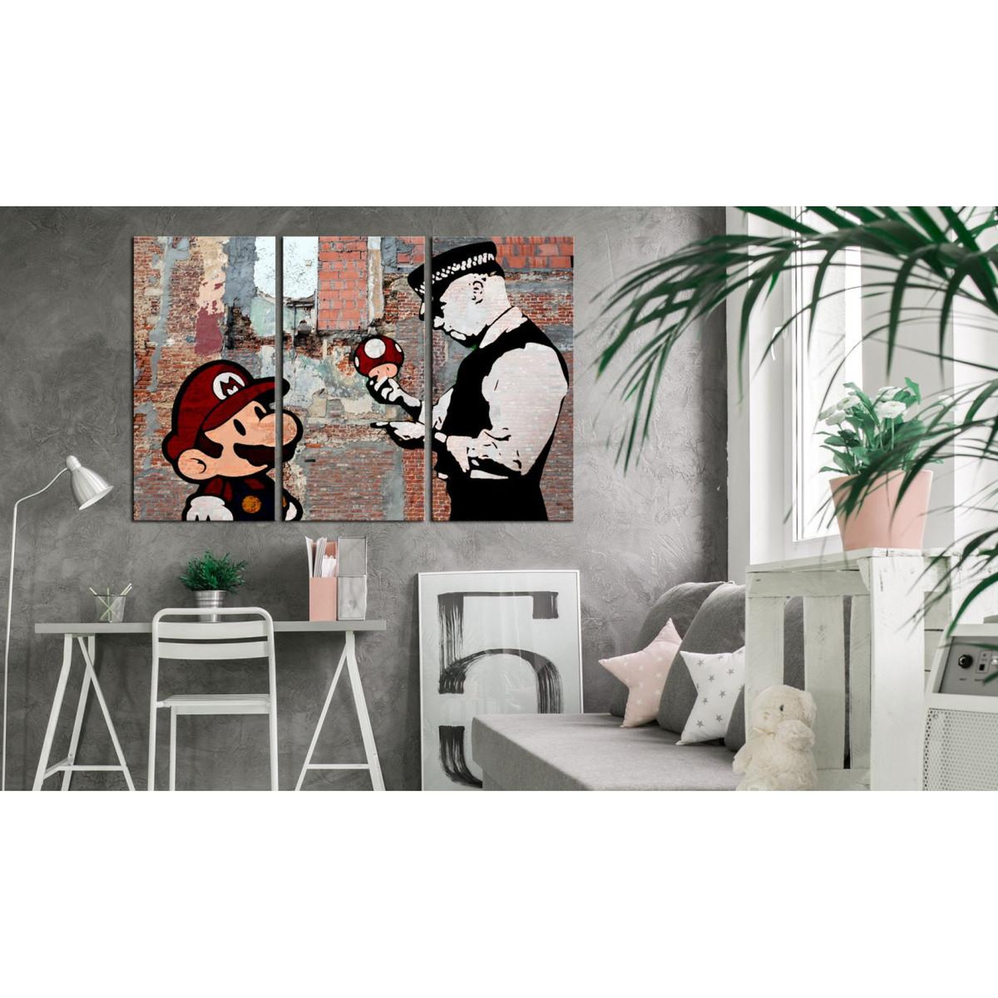 Voir la diapositive 2 : Paris Prix Tableau imprimé  banksy - warning