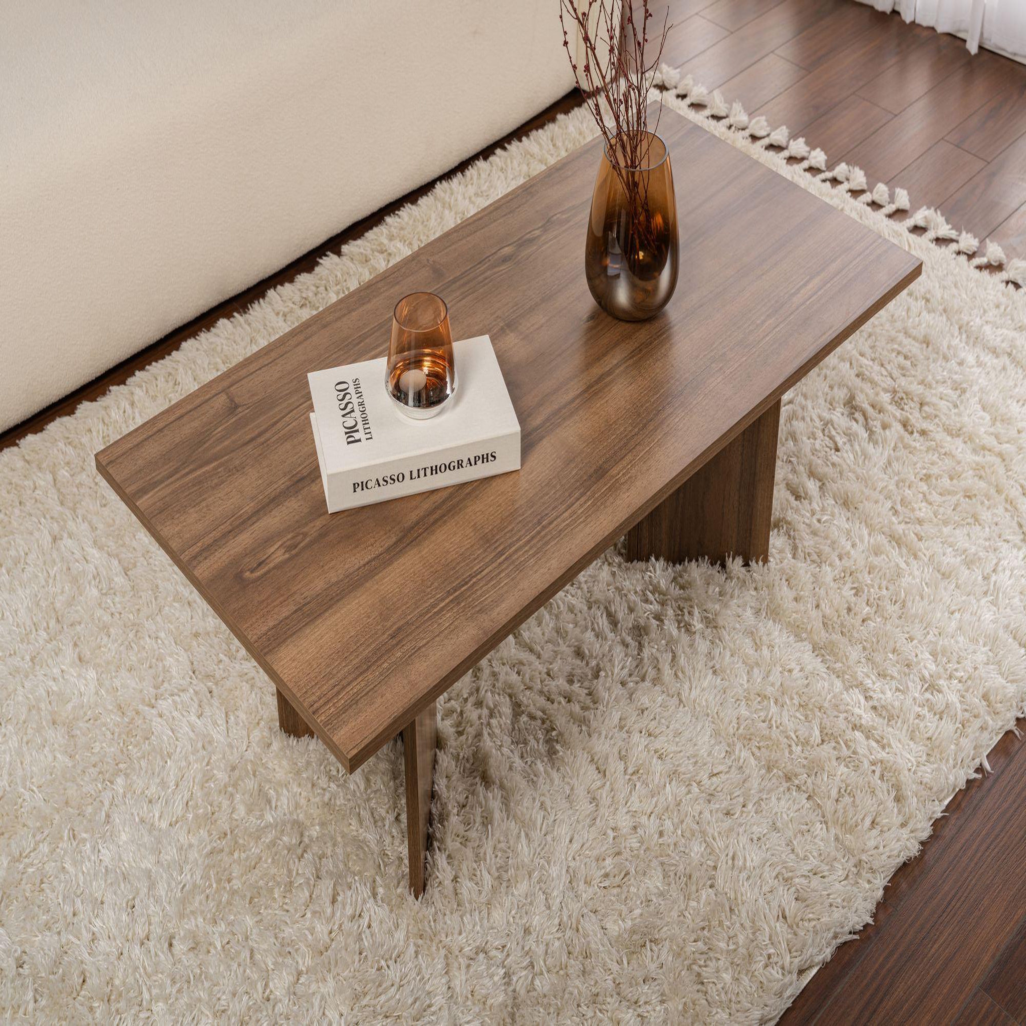 Voir la diapositive 4 : Habitat et Jardin Table basse en bois  sabin  - 60 x 119 x 40 cm - noyer