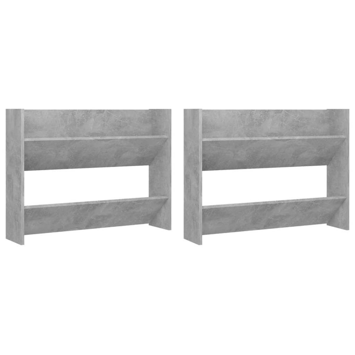 VIDAXL Armoires a chaussures murales 2 pcs Gris beton 80x18x60 cm