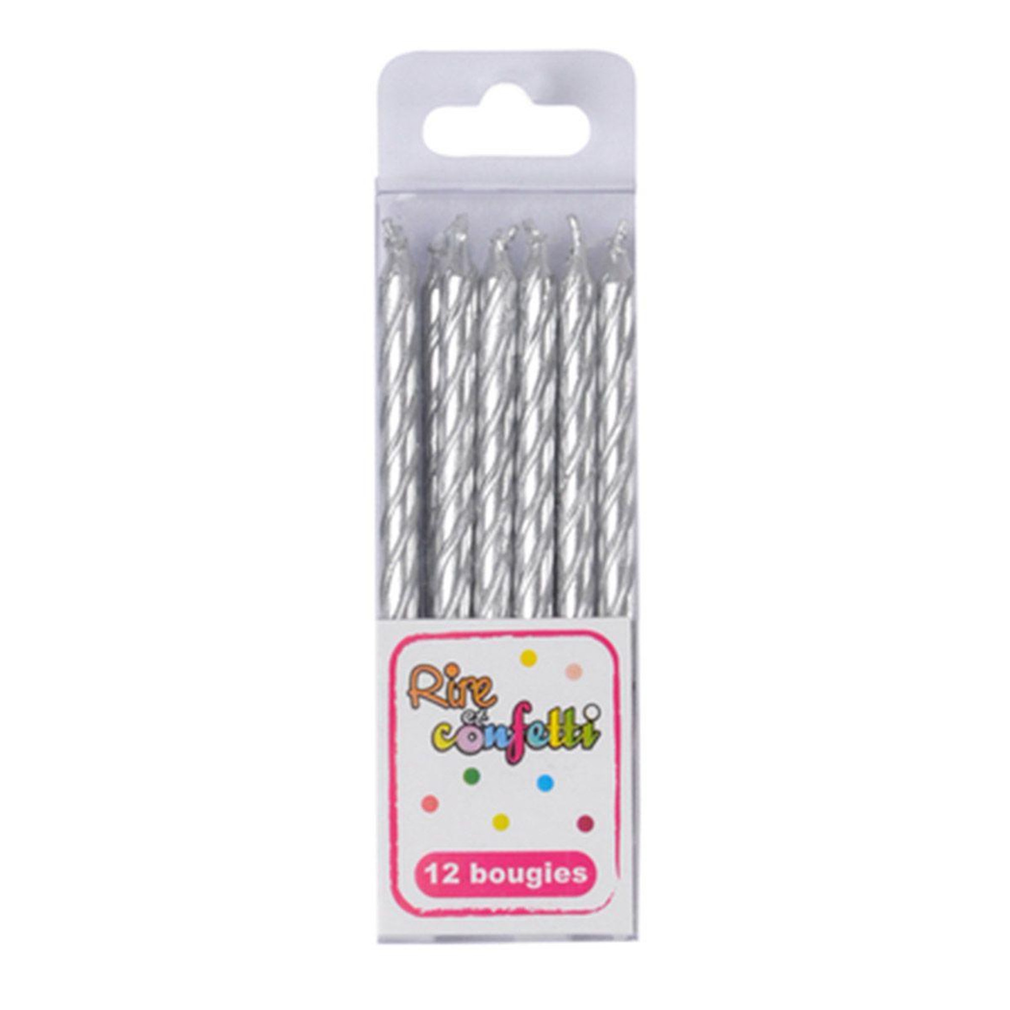 Voir la diapositive 2 : HOMEA Lot de 12 Bougies d'Anniversaire  Métalliques  6cm Argent