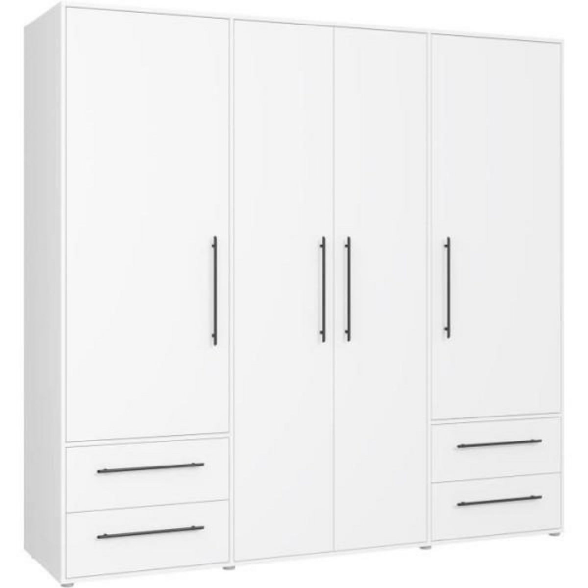 MARKET24 Armoire - Blanc mat - 4 portes battantes - L205,9 x P58,8 x H 200cm - MOKKARIS