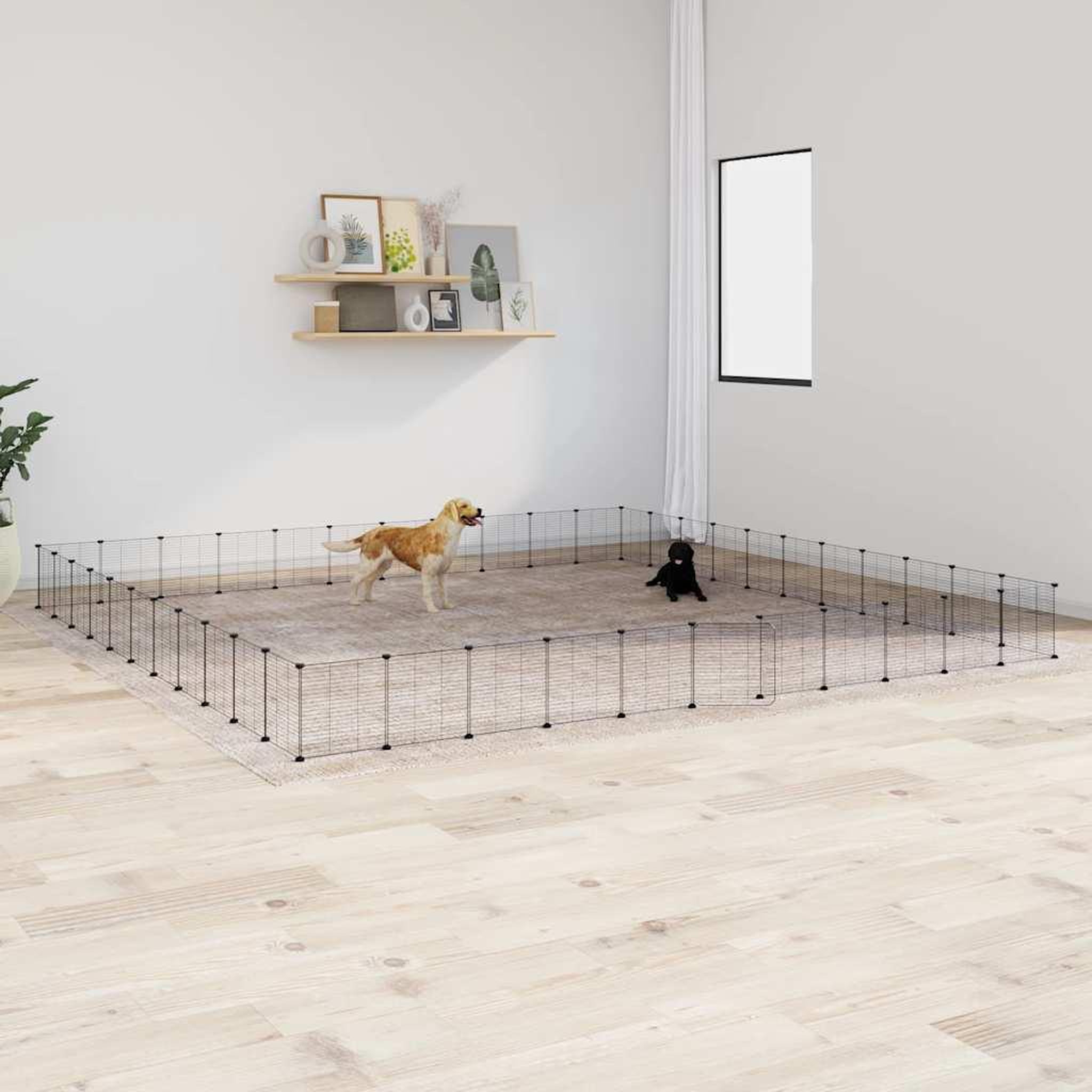 VIDAXL Cage animaux de compagnie a 44 panneaux et porte Noir 35x35 cm