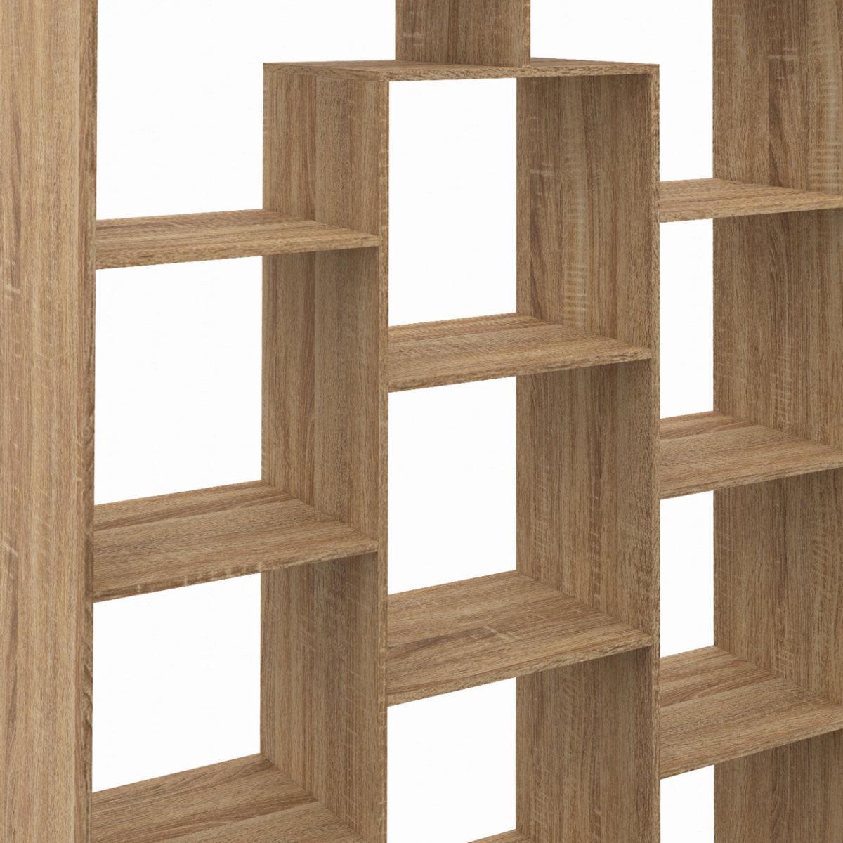 ID MARKET Etagère bibliothèque COLETTE avec 11 compartiments effet bois H.143 cm