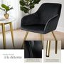 Voir la diapositive 4 : tectake Chaise rembourrée aspect velours noir/or Lot de 6