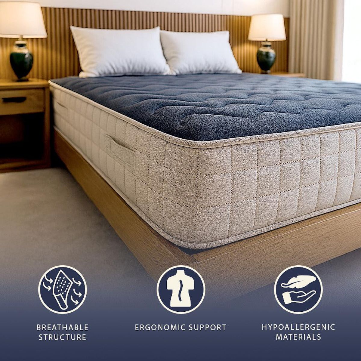 THE WHITE STONE Matelas 80x190 cm en Mémoire de Forme 9 Zones | Hauteur 18 cm | Orthopédique, Respirant & Hypoallergénique | Revêtement Anti-acariens & Antibactérien