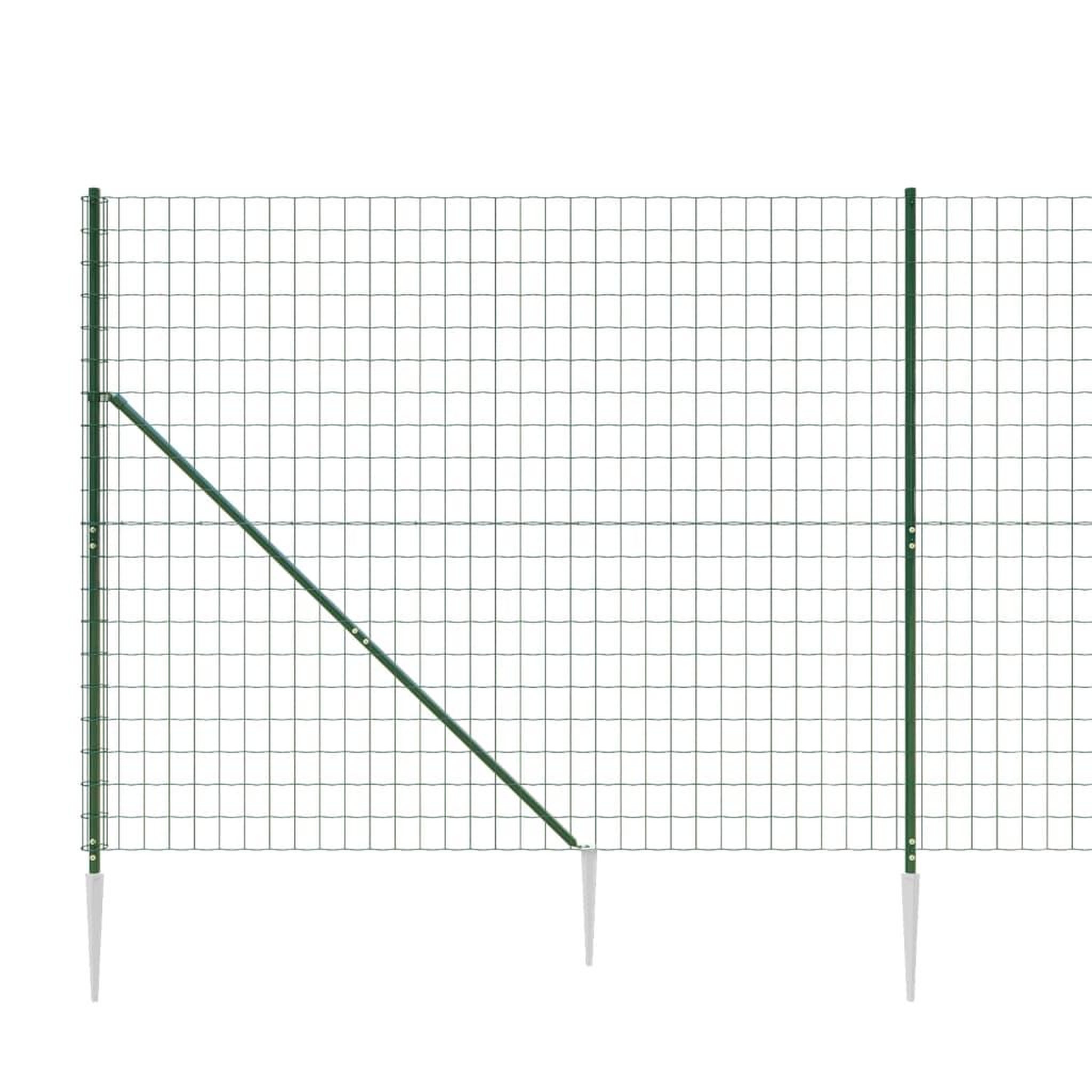 Voir la diapositive 4 : VIDAXL Cloture en treillis metallique et piquet d'ancrage vert 1,6x25m