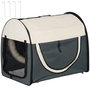 Voir la diapositive 4 : PAWHUT Sac de transport pliable chien chat - poignée, porte, 3 fenêtres, coussin - gris beige