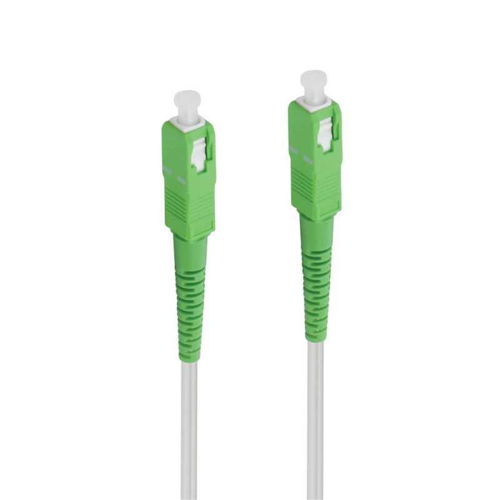 Câble fibre optique internet 10 m blanc et vert avec connecteur vert pour prise optique murale