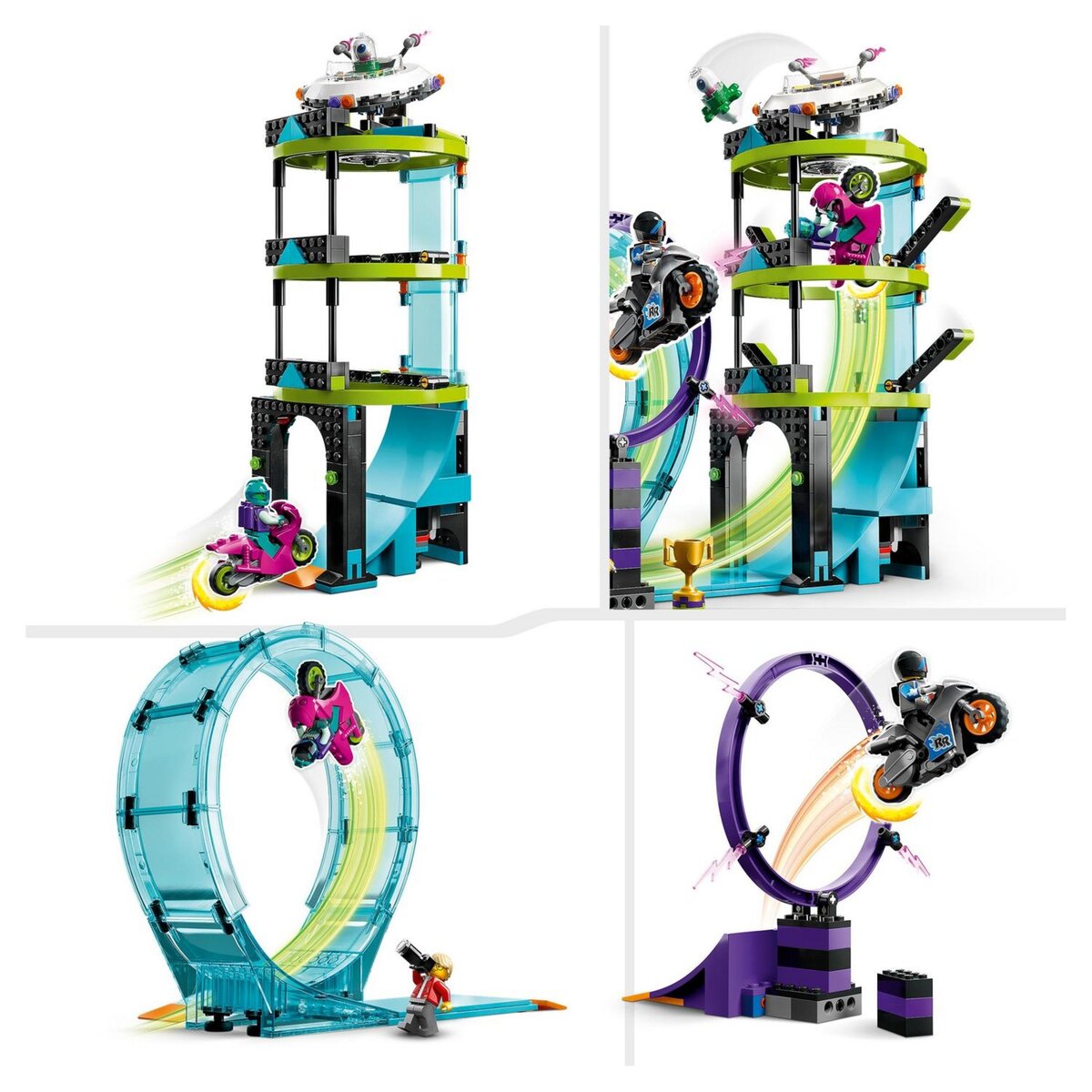 LEGO City 60361 - Le défi ultime des motards cascadeurs, Jouet 3-en-1, avec 2 Motos de Cascades pour 1 ou 2 Joueurs