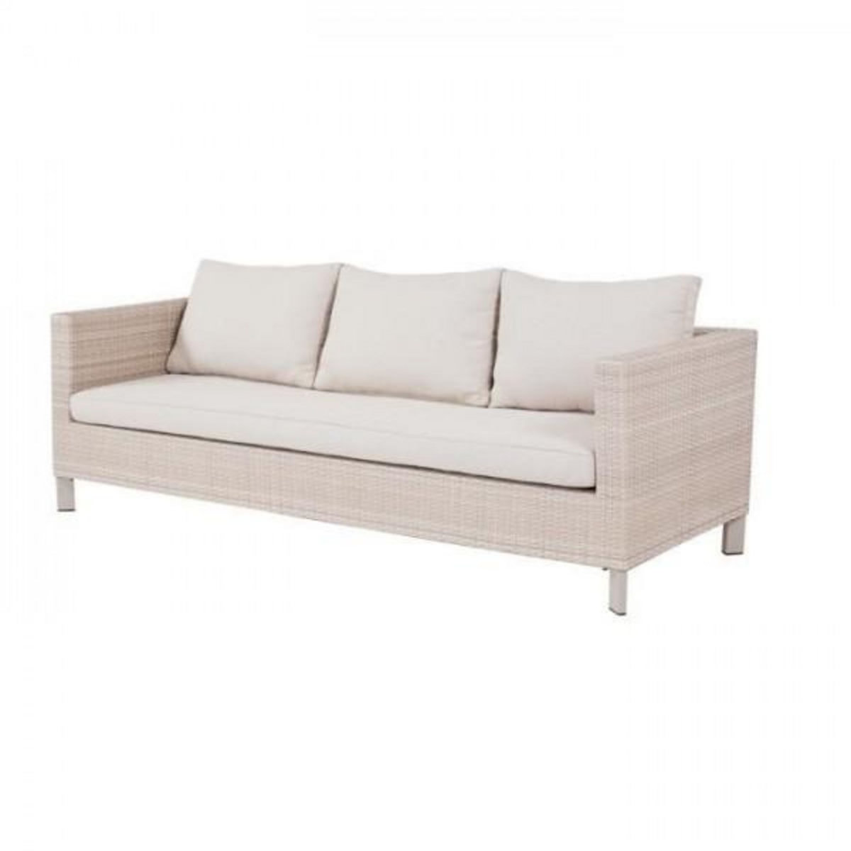 MARKET24 Salon de jardin en résine tressée avec coussins - 4 personnes - CUBA - Beige