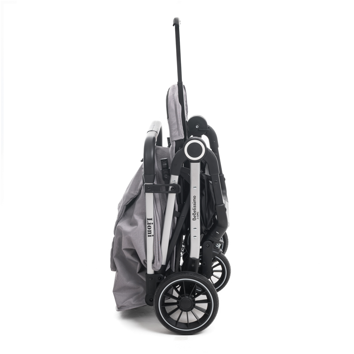 BEBELISSIMO Poussette Bébé Canne Ultra Compacte – Légère – Pliage à Une Main – Guidon Valise – Lioni - gris