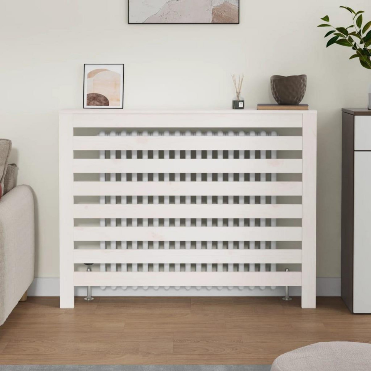 VIDAXL Cache-radiateur Blanc 108,5x19x84 cm Bois massif de pin