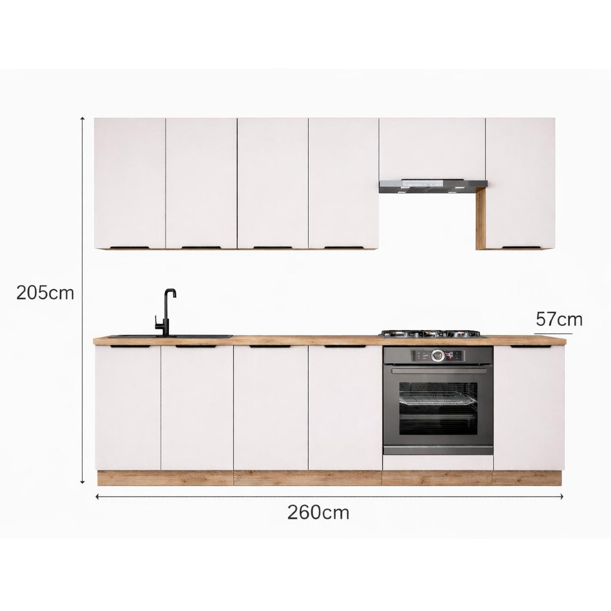 Voir la diapositive 5 : JLC KREATION Cuisine complète moderne beige et bois 260cm ELISA