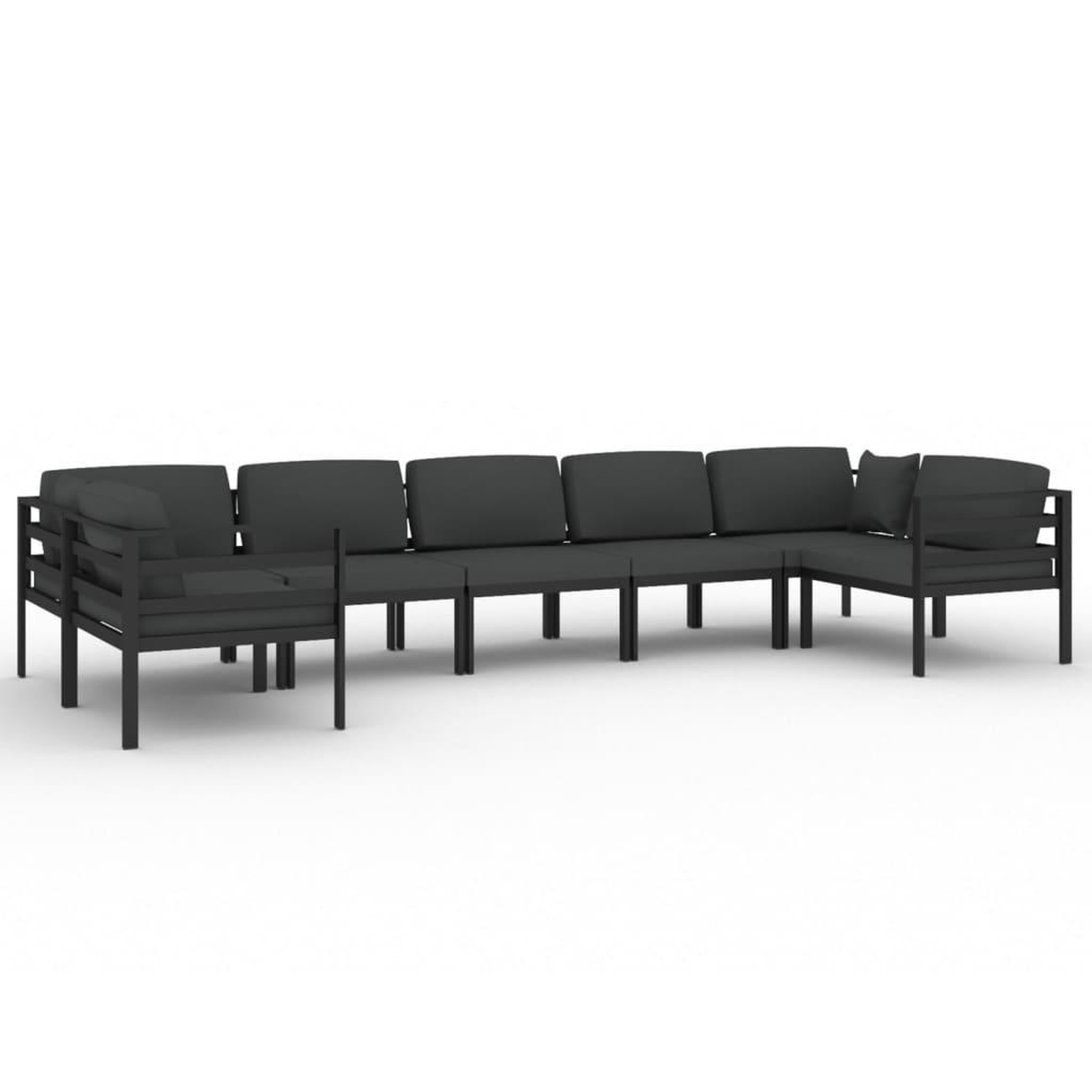 Voir la diapositive 2 : VIDAXL Salon de jardin 7 pcs avec coussins Aluminium Anthracite