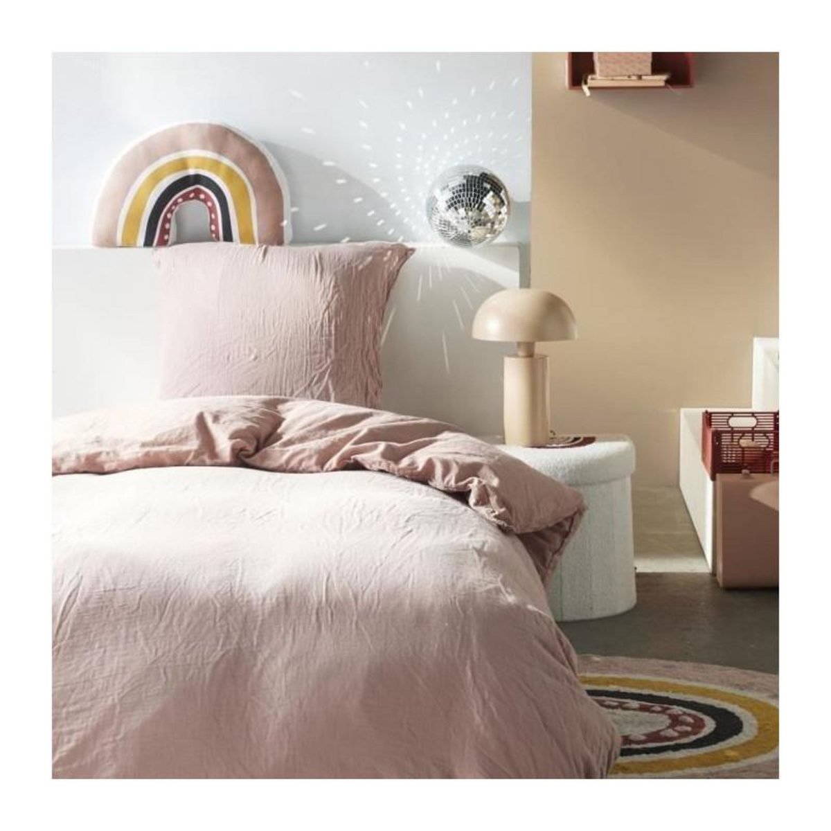 Today Parure de lit - TODAY - 123332 - 1 personne - 140x200 cm - Gaze de coton unie - Rose des sables