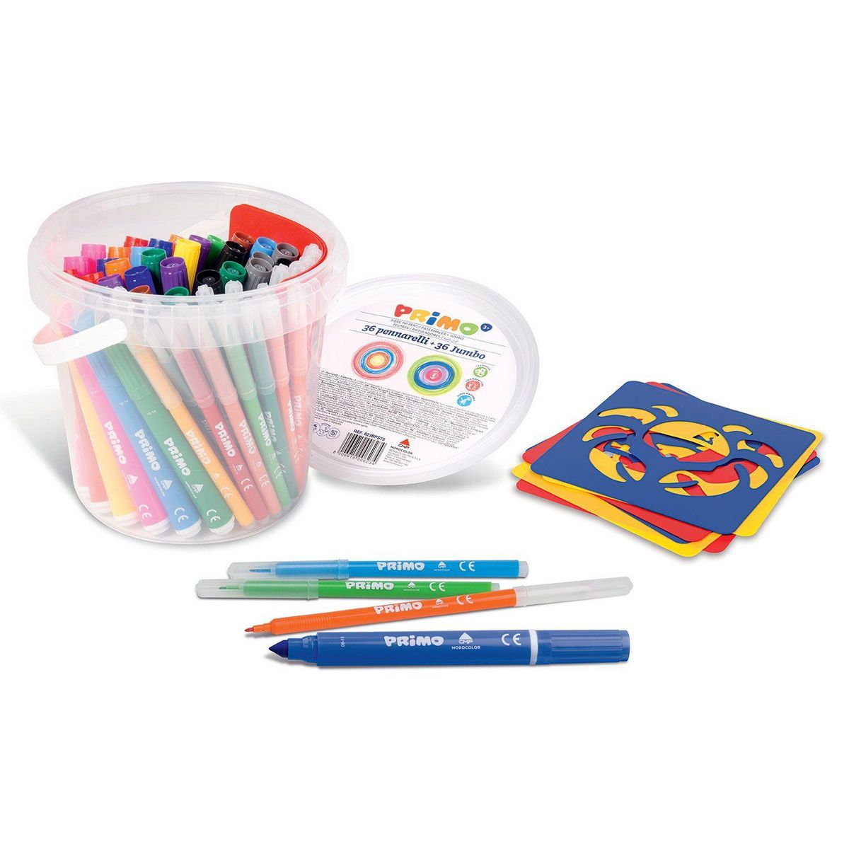 PRIMO Seau de 36 gros feutres + 36 feutres pointe fine