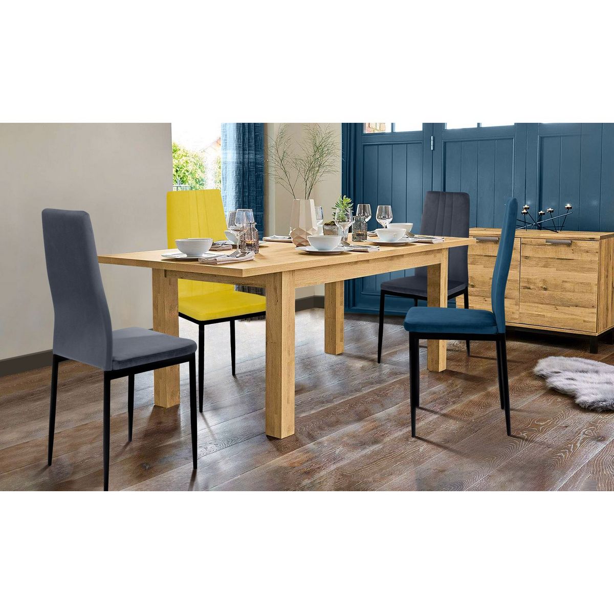 Lot de 4 chaises en velours JUNE