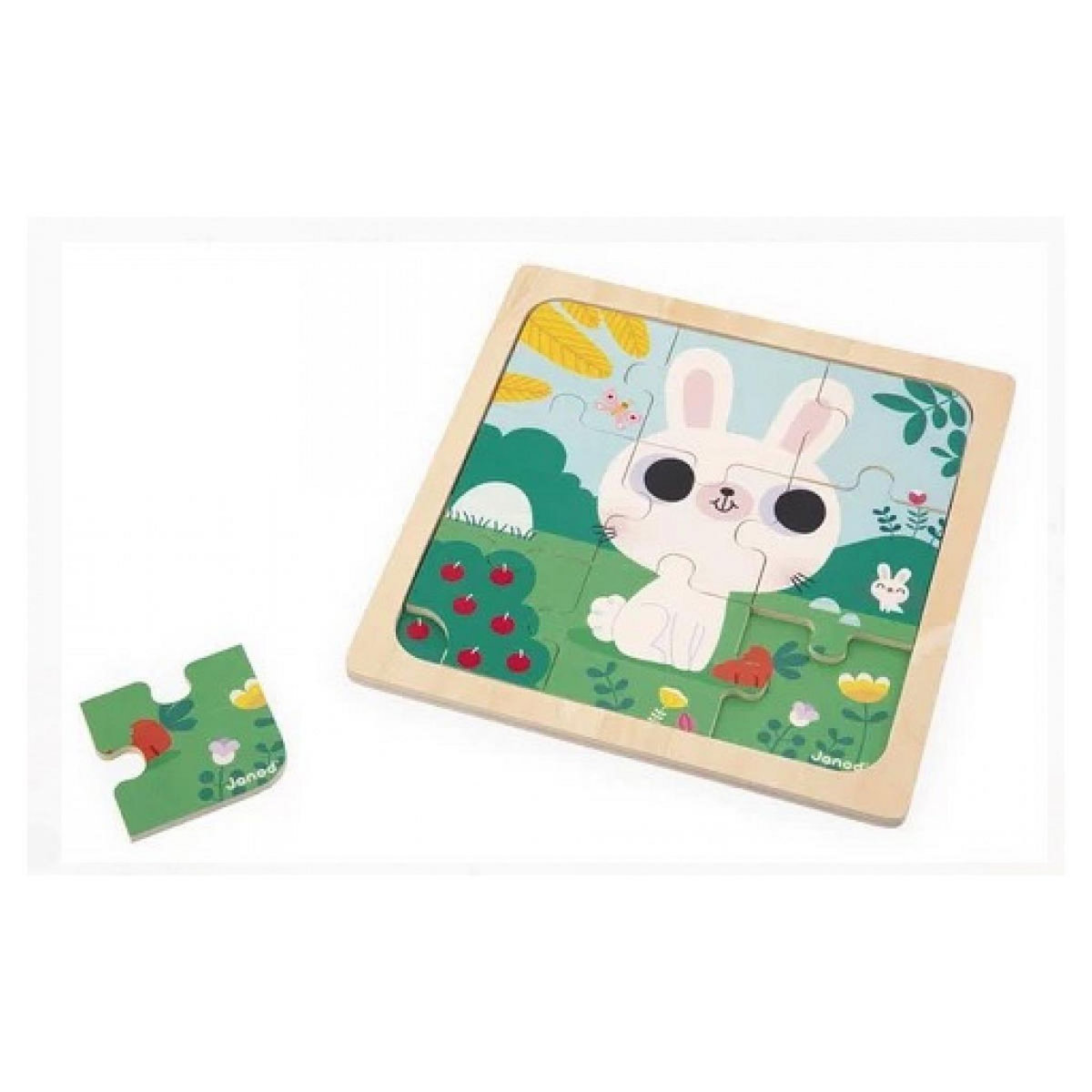 Juratoys-Janod Puzzle Lapin Blanc 9 pieces