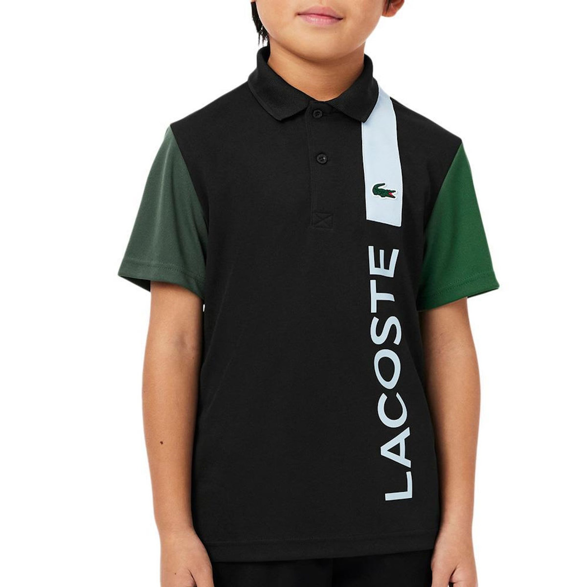Lacoste Polo Marine/Vert Garçon Lacoste Ultra Dry Pique Tennis