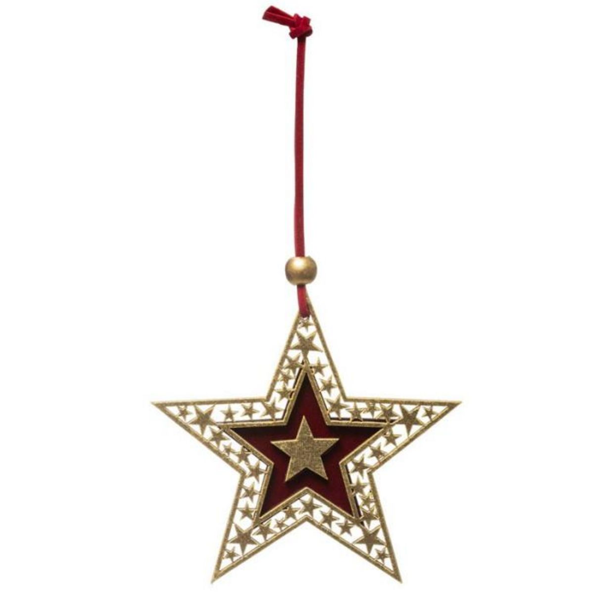 FEERIC LIGHT & CHRISTMAS Sujet de Noël Étoile  Héritage  10cm Or & Rouge