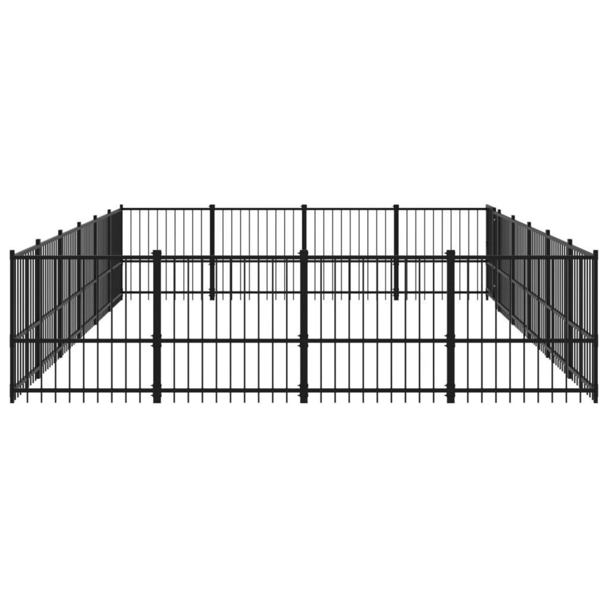 VIDAXL Chenil d'exterieur pour chiens Acier 22,58 m²