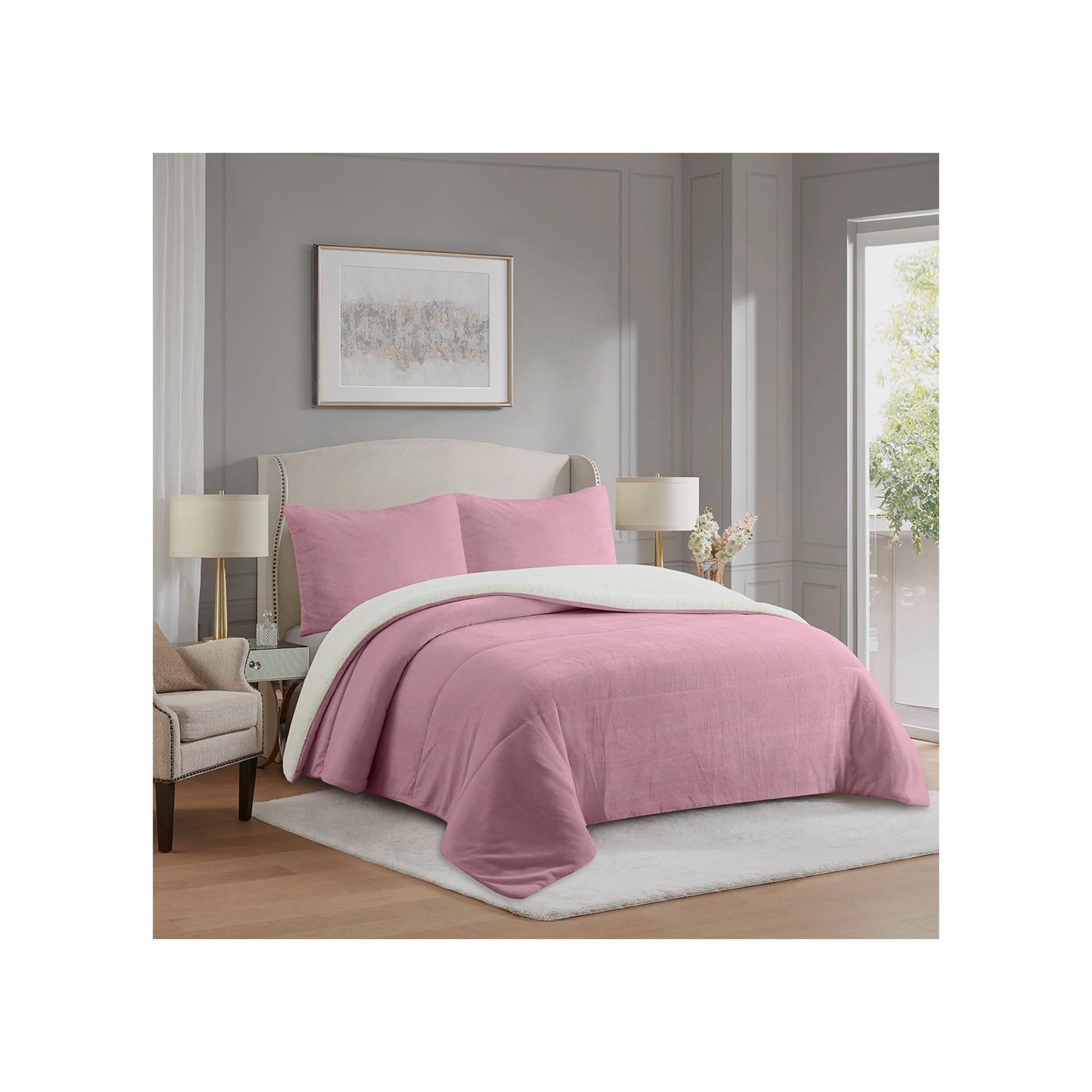 Voir la diapositive 3 : SOLEIL D'OCRE Couette polaire microfibre doublé sherpa bicolore, par soleil d'ocre