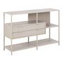 Voir la diapositive 2 : LISA DESIGN Anthea - étagère filaire métal avec plaquage en effet bois blanchi - avec tiroirs - 114 cm - gris