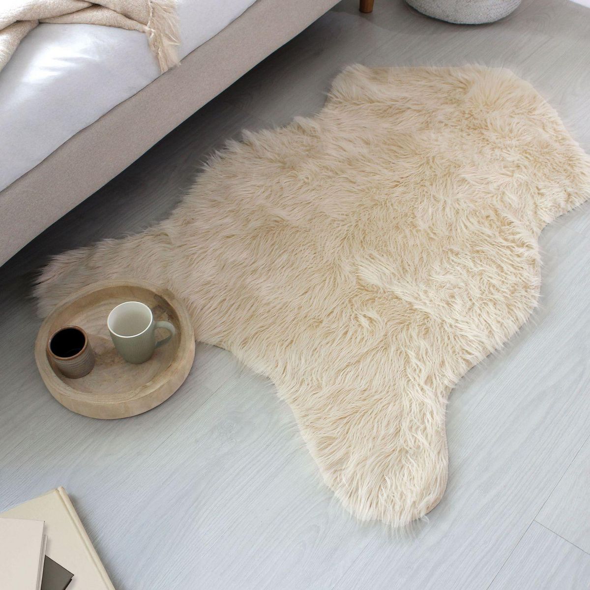 TOILINUX Jeté duveteux EBENE - 90 x 120 cm - Ecru