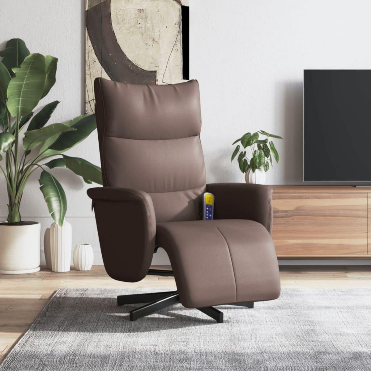 VIDAXL Fauteuil inclinable de massage repose-pieds marron similicuir