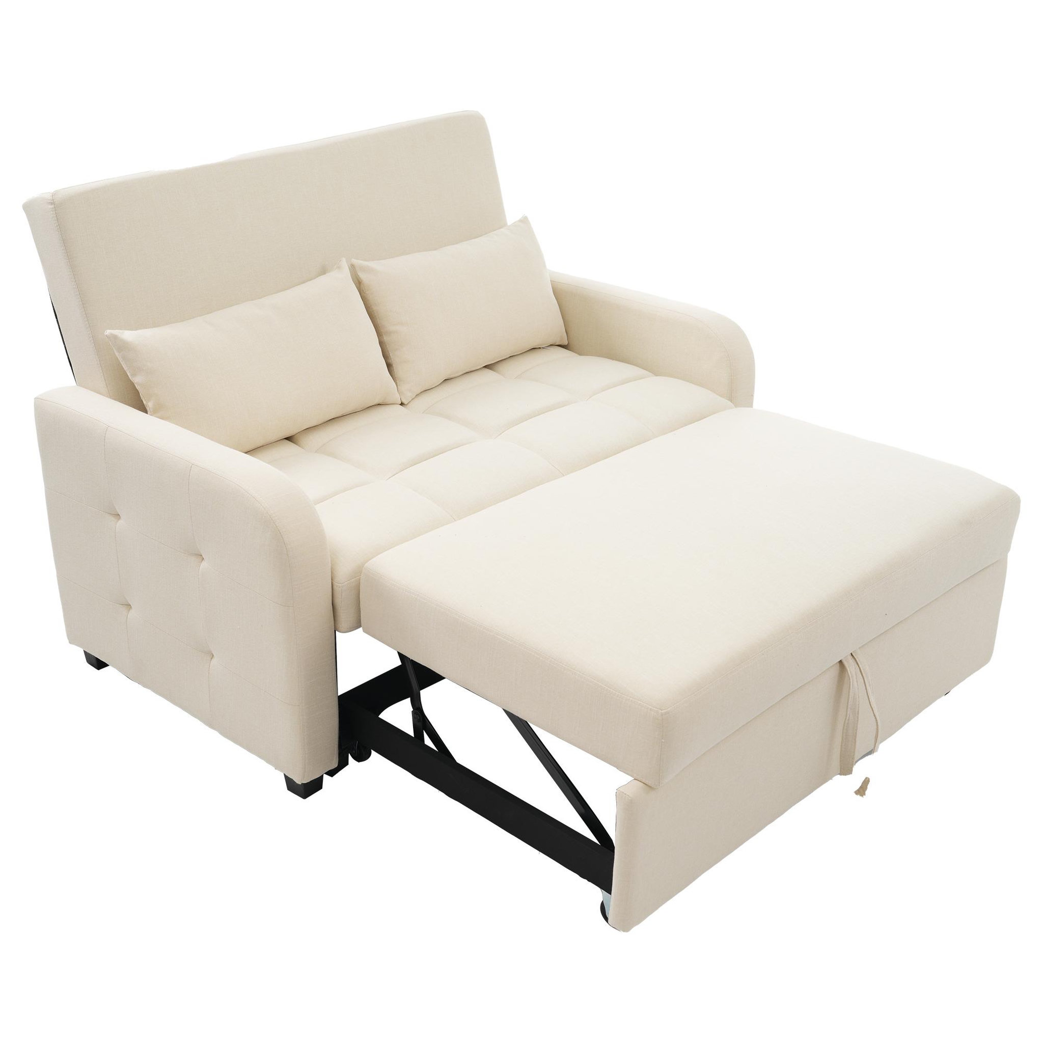 MERAX Canapé droit convertible 2 places tissu. Coloris disponibles : Beige, Gris