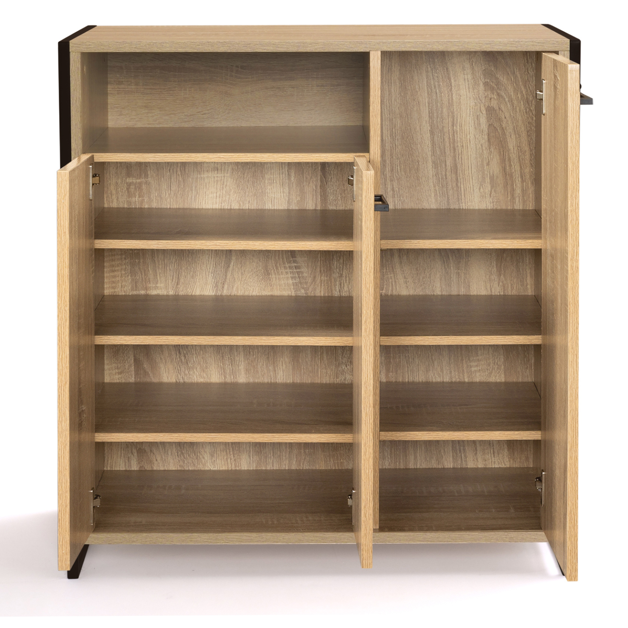 Voir la diapositive 4 : ID MARKET Armoire à chaussures 18 paires luis 3 portes avec niche design industriel