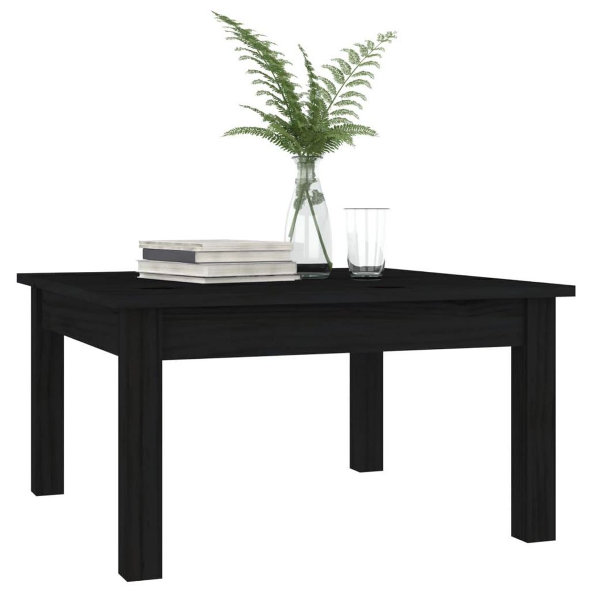 VIDAXL Table basse Noir 55x55x30 cm Bois massif de pin